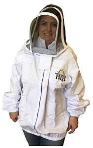 Harvest Lane Honey CLOTHSJL-102 Beekeeper Jacket with Hood, L, Zipper, Polycotton, White