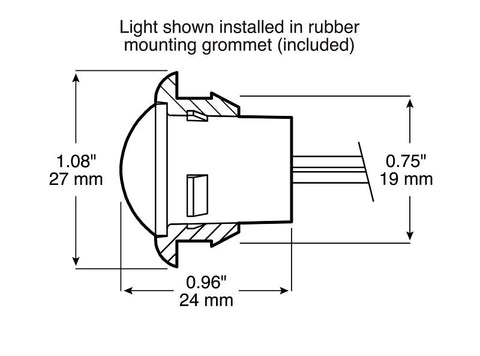 PM V181R-BT2 Marker Light, 9/16 V, LED Lamp, Red Lens, Grommet