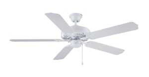 Boston Harbor CF-78092 Ceiling Fan, 5-Blade, White Blade, 52 in Sweep, ABS Blade, 3-Speed