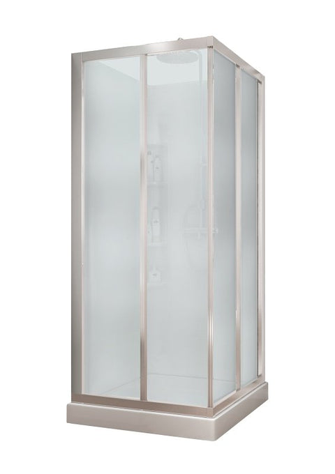 Maax Mediterranean III 105605-000-129-104 Shower Kit, 32 in L, 32 in W, 74 in H, Polystyrene, Chrome, 5/32 in Glass
