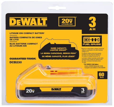 DEWALT 20V MAX DCB230 Lithium-Ion Battery, 20 V Battery, 3 Ah, 45 min Charging