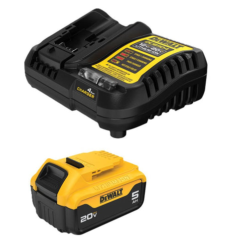 DEWALT DCB205C Battery and Charger Kit, 20 V, 5 Ah, 90 min Charge, 1-Battery, Battery Included: Yes