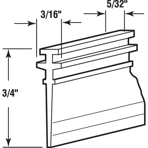 Prime-Line M 6040 Swinging Shower Door Bottom Sweep, Vinyl, Gray
