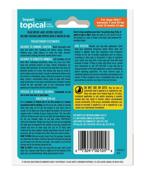 Sergeant's Guardian 105 Flea and Tick Prevention, 0.15 fl-oz Tube
