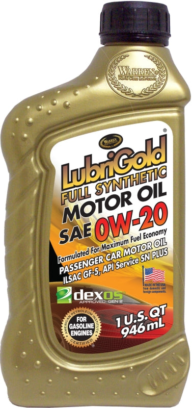 Warren LubriGold dexos1 401400 Motor Oil, 0W-20, 32 oz, Pack of 6
