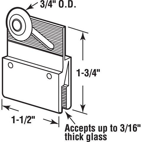 Prime-Line M 6145 Top Bracket Roller Assembly, Aluminum, For: Frameless Shower Doors