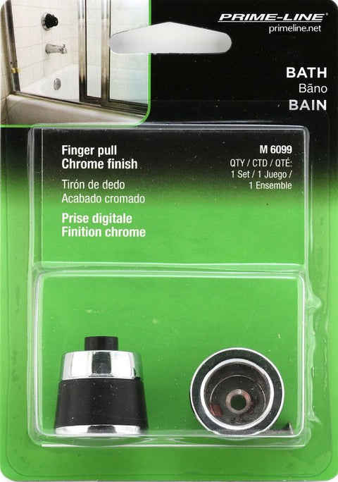 Prime-Line M 6099 Finger Pull Set, 1 in Dia Knob, Chrome-Plated