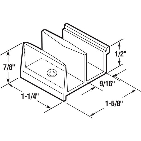 Prime-Line M 6111 Sliding Shower Door Bottom Guide, Acrylic, Clear, For: 1/2 in Thick Panels, Pack of 6
