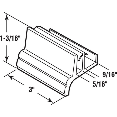Prime-Line M 6144 Tub Enclosure Bottom Guide, Frameless, Snap-In, Vinyl, Clear, For: Frameless Glass Shower Doors