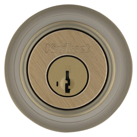 Kwikset 660 5 RCAL RCS Deadbolt, Different Key, Steel, Antique Brass, 2-3/8, 2-3/4 in Backset, KW1, K3, SMT Keyway