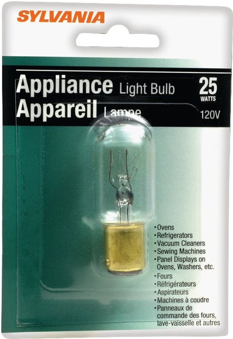 Sylvania 18321 Incandescent Lamp, 25 W, T8 Lamp, Double Contact Bayonet Lamp Base, 230 Lumens Lumens, 2850 K Color Temp, Pack of 12