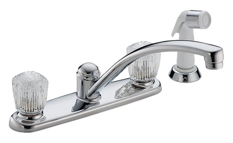 Delta Classic Series 2402LF Kitchen Faucet with Side Sprayer, 1.8 gpm, 2-Faucet Handle, 4-Faucet Hole, Brass, Yes