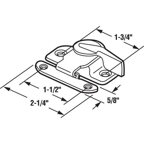 Prime-Line U 9925 Window Sash Lock, 2-1/4 in L x 49/64 in H Backplate, Steel, Painted