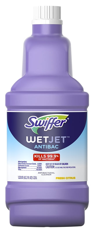 Swiffer WetJet 56592 Anti-Bacterial Solution Refill, 1.25 L Bottle, Liquid, Fresh Citrus, Clear