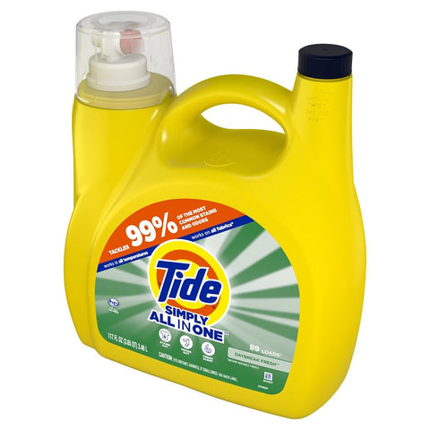 Tide Simply Clean and Fresh Series 80795533 High-Efficiency Laundry Detergent, 117 fl-oz Bottle, Liquid, Daybreak Fresh, Pack of 4