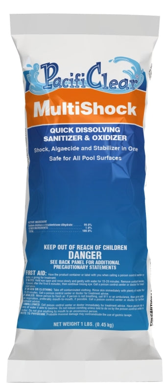 PacifiClear F135001012PC Multi-Shock Pool Chemical, 1 lb Bag, Granular