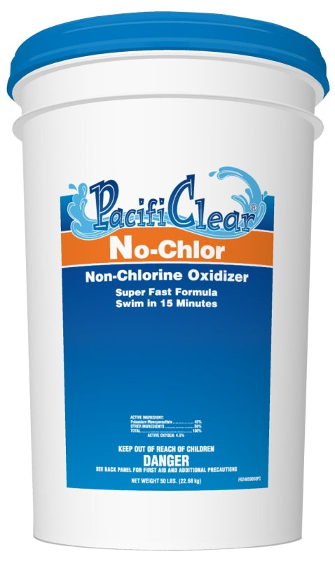 PacifiClear F024050050PC No-Chlorine Pool Chemical, 50 lb Pail, Granular, Chloramine