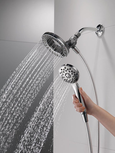 Peerless 76955C 2-in-1 Combo Shower Head, 1.75 gpm, 4-Spray Function, Chrome, 60 in L Hose, 5-15/16 in Dia