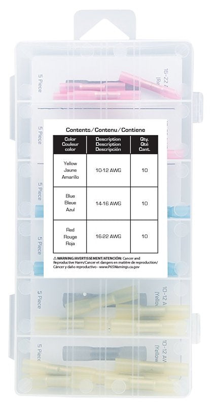 ProSource 045734683433 Butt Connector Assortment, Blue/Red/Yellow