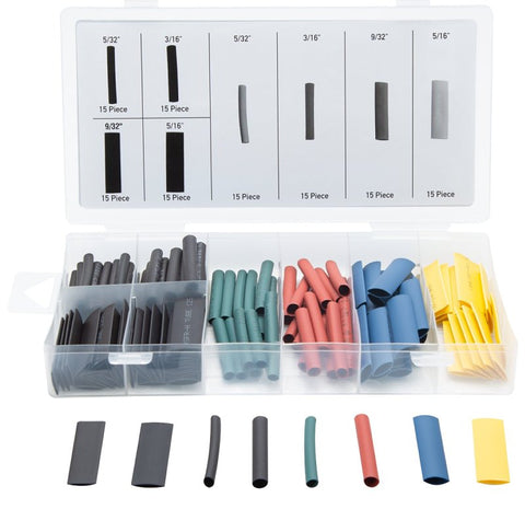 ProSource 60240 Heat Shrink Tubing Assortment, 5/32, 3/16, 9/32, 5/16 in Dia, 1-3/4 in L, Polyolefin