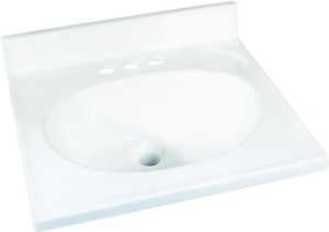 Foremost WS-1719 Vanity Top, 19 in OAL, 17 in OAW, Marble, Solid White, Counter Top Edge