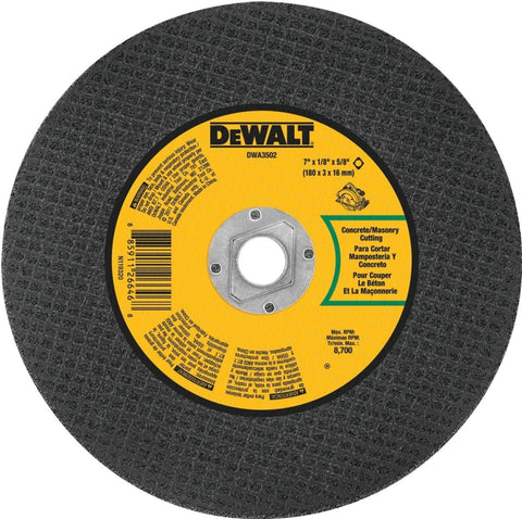 DEWALT DWA3502 Cutting Wheel, 7 in Dia, 1/8 in Thick, 5/8 in Arbor, Aluminum Oxide Abrasive