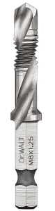 DEWALT IMPACT READY DWADTQTR8MM125 Tap and Drill Bit, 8 mm Dia, 3-Flute, Spiral Flute, HSS, 2-23/64 in L