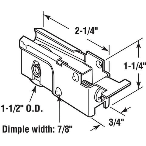 Prime-Line D 1526 Roller Assembly, 2-5/16 in L x 23/32 in W x 1-3/16 in H Dimensions, 1-1/4 in Dia Roller, Steel, K-Tab