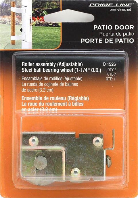 Prime-Line D 1526 Roller Assembly, 2-5/16 in L x 23/32 in W x 1-3/16 in H Dimensions, 1-1/4 in Dia Roller, Steel, K-Tab