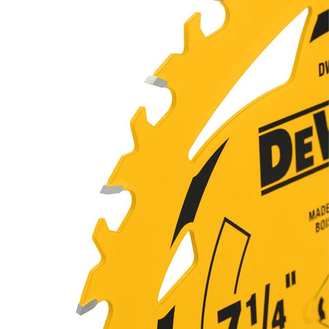 DEWALT DWA171424 Circular Saw Blade, 7-1/4 in Dia, 5/8 in Arbor, 24-Teeth, Tungsten Carbide Cutting Edge