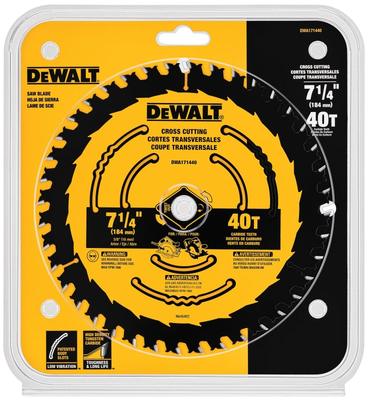 DEWALT DWA171440 Circular Saw Blade, 7-1/4 in Dia, 5/8 in Arbor