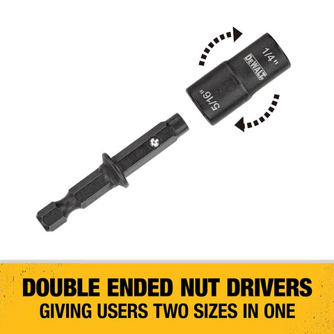 DEWALT DWADEND14516 Double-Ended Nut Driver, 1/4, 5/16 in Drive, Hollow Hex Drive