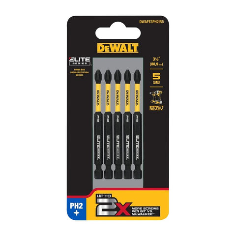DEWALT FLEXTORQ DWAF3PH2IR5 Impact Screwdriver Bit, #2 Drive, Phillips Drive, 1/4 in Shank, Hex Shank, 3-1/2 in L, Steel