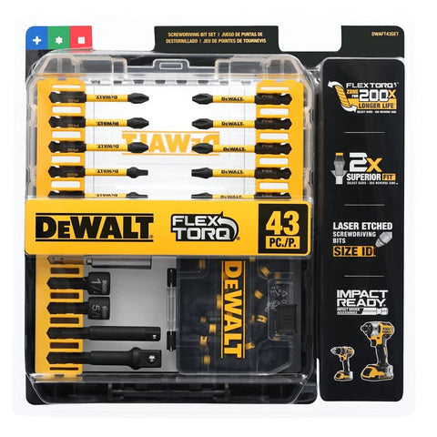 DEWALT DWAFT43SET Screwdriver Bit Set, 43-Piece, Steel
