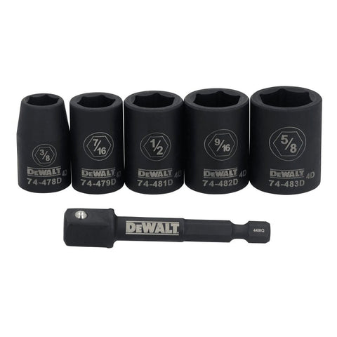 DEWALT DWAFSFSET6 6-Point Impact Socket Set, Steel, Manganese Phosphate-Coated