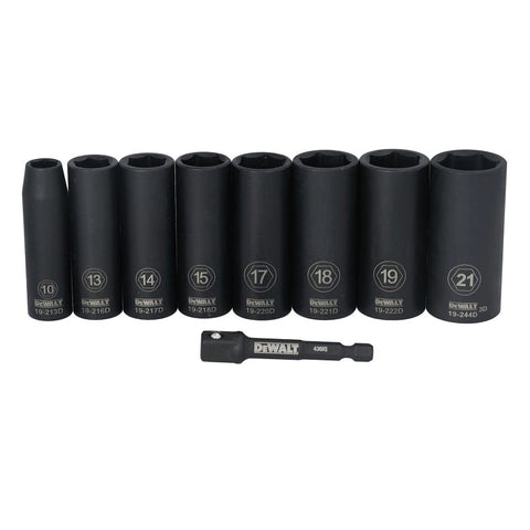 DEWALT DWAFSMSET9 6-Point Impact Socket Set, Steel, Manganese Phosphate-Coated