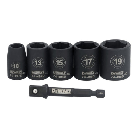 DEWALT DWAFSMSET6 6-Point Impact Socket Set, Steel, Manganese Phosphate-Coated
