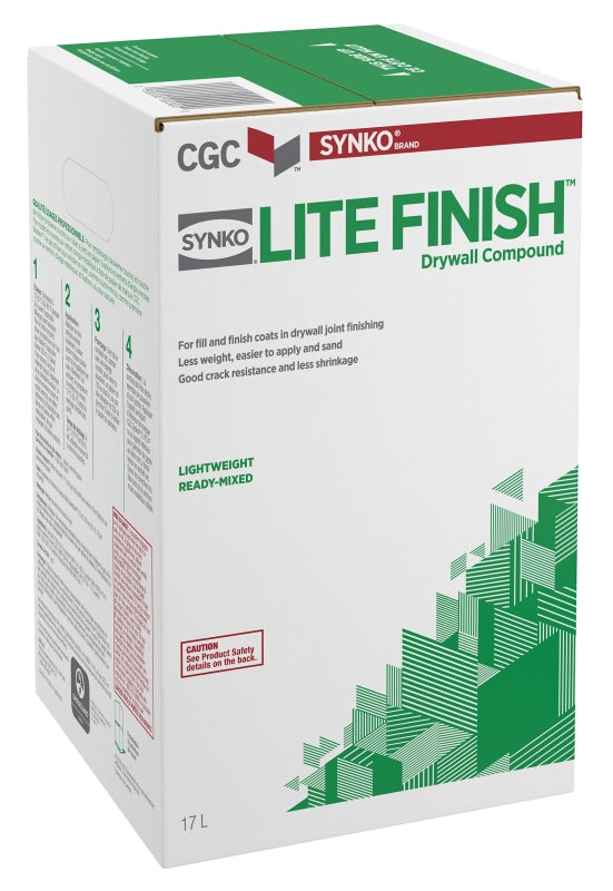 Synko 332034 Lite Finish Drywall Compound, Paste, Off White, 17 L ...