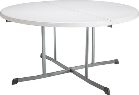 Lifetime Products 5402 Fold-in-Half Table, 60 in D x 29 in H Open, Steel Frame, Polyethylene Tabletop, Gray/White