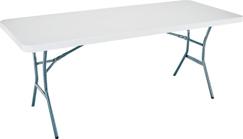 Lifetime Products 5011 Fold-in-Half Table, 72.2 in L x 30 in W x 29 in H Open, Steel Frame, Polyethylene Tabletop