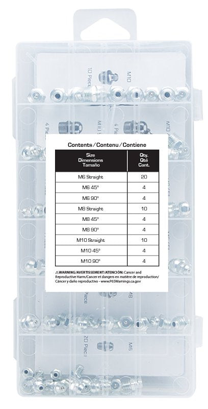 ProSource 95384 Grease Fitting Assortment, Steel, Zinc Plated