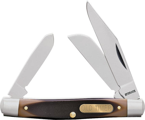 Old Timer 34OT Folding Pocket Knife, Clip Point, Sheep Foot and Spey with Nail Pull Blade, 5.7 in OAL, 2.4 in L Blade