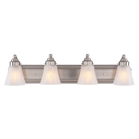 Boston Harbor RF-V-042-BN Vanity Light Fixture, 60 W, 4-Lamp, A19 or CFL Lamp, Steel Fixture, Brushed Nickel Fixture
