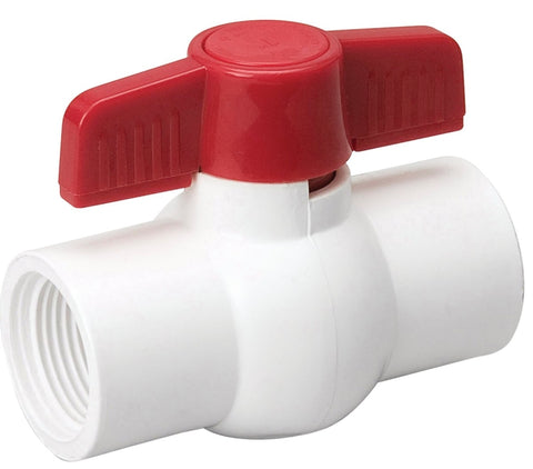 B & K 107-133HC Ball Valve, White, 1/2 in Connection, FPT x FPT, 150 psi Pressure, PVC Body