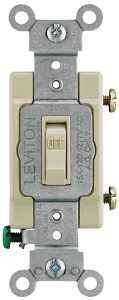 Leviton 54501-2I Switch, Ivory, 15 A, 120/277 V, Lead Wire Terminal, NEMA WD-1, WD-6