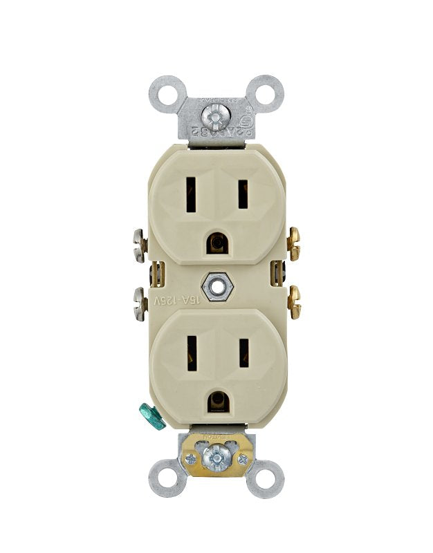 Leviton CBR15-I Duplex Outlet, 2 -Pole, 15 A, 125 VAC, Back, Side Wiri ...