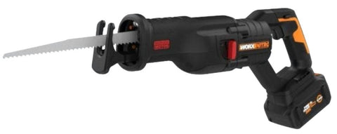 Worx WX516L Cordless Reciprocating Saw with Brushless Motor, Battery Included, 20 V, 4 Ah, 1-3/16 in L Stroke