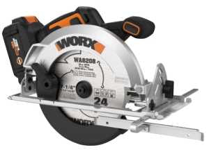 Worx WX520L Cordless Circular Saw with Brushless Motor, Battery Included, 20 V, 4 Ah, 7-1/4 in Dia Blade, 5/8 in Arbor