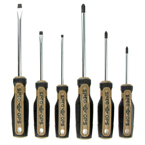 Spec Ops SPEC-S-6PK Screwdriver Set, 6-Piece, Polypropylene/TPR/Steel, Black/Flat Dark Earth