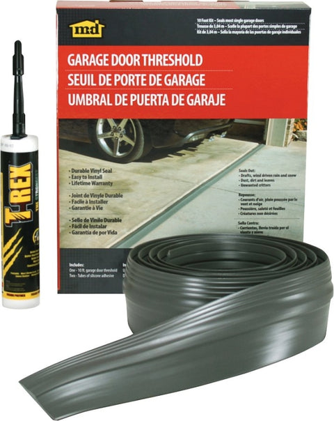 M-D 50100 Garage Door Threshold Kit, 1/8 in Thick, 10 ft L, Vinyl, Gray